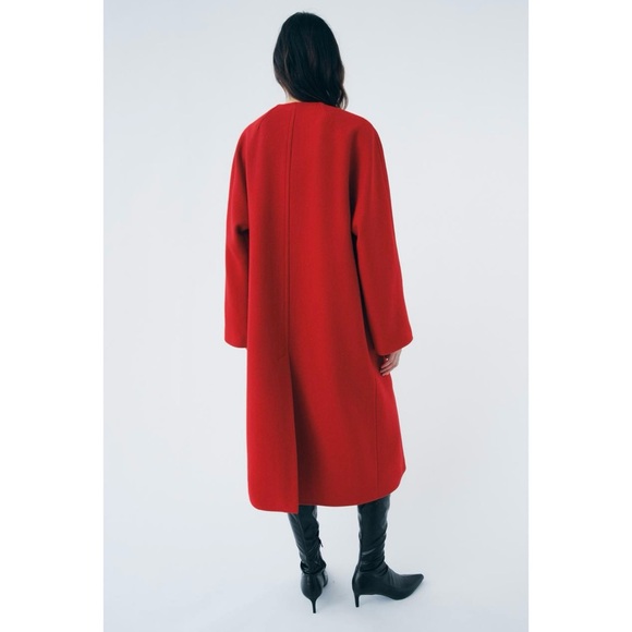 Zara manteco wool blend cape style coat red - Picture 15 of 16
